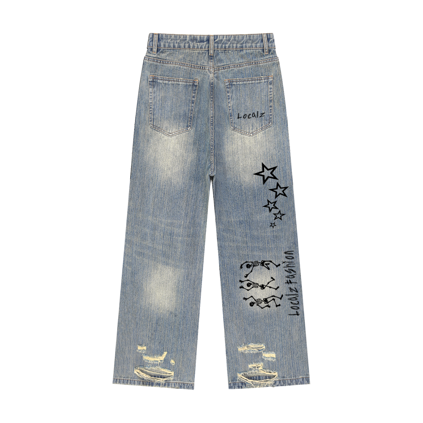 Localz Vintage Wash Distressed Denim Jeans